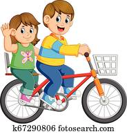Happy couple riding a bicycle Happy couple riding a bicycle