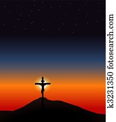 jesus, ligado, a, crucifixos