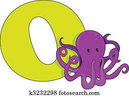 Letter O with an Octopus Letter O with an Octopus