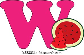 Letter W with a Watermelon Letter W with a Watermelon