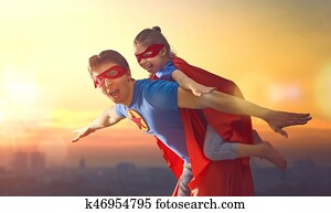 pai, e, seu, filha, tocando, ao ar livre