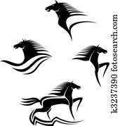 pretas, cavalos, símbolos