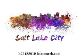 Salt Lake City skyline in watercolor Salt Lake City skyline in watercolor