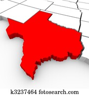 Texas Sate Map - 3d Illustration Texas Sate Map - 3d Illustration