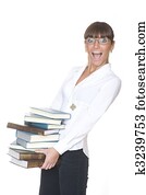 ילדה, עם, ספרים