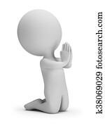 3d, pequeno, pessoas, -, rezar