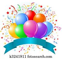 aniversário, balões, desenho