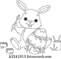 Bunny Painting Easter egg coloring page Bunny Painting Easter egg coloring page