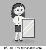 Call center woman with tablet