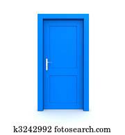 Closed Single Blue Door Closed Single Blue Door