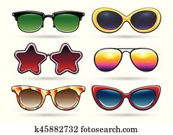 Colored sunglasses with reflection