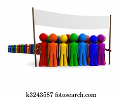 colorful crowd with a banner colorful crowd with a banner