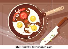 朝食 で スクランブル エッグ ソーセージがリンクする そして Toast 写真館 イメージ館 K Fotosearch