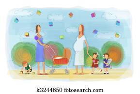 Mothers and children playing Mothers and children playing