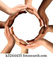 Multiracial Hands Making a Circle