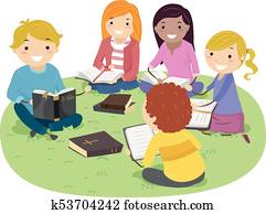 Stickman Teens Bible Study Outdoors Illustration Stickman Teens Bible Study Outdoors Illustration