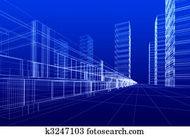 wireframe, de, escritórios