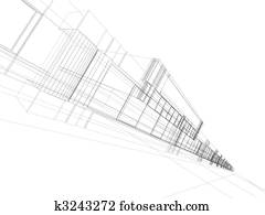 wireframe of office building wireframe of office building