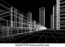 wireframe of office buildings wireframe of office buildings