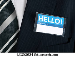 Close-up of a welcoming name tag