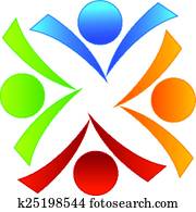 csapatmunka, könyv, emberek, vektor, jel