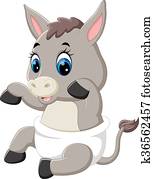 cute, bebê, burro, caricatura cute, bebê, burro, caricatura