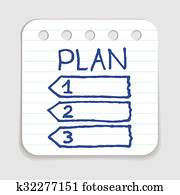 doodle, plano, icon.