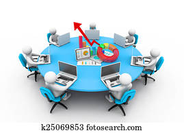 empresarios, trabajo junto, en, oficina, tabla