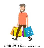 Middle-Aged Pair Standing Together Flat Vector