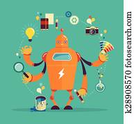 Robot graphic designer - creative thinking Robot graphic designer - creative thinking