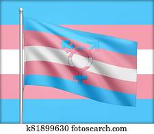 transgender, jelkép, képben látható, a, transgender, lobogó, alatt, keresztül, befest, kék, rózsaszínű, és, bíbor
