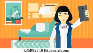 Woman making selfie.