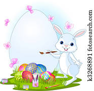 Easter うさぎ で イースターエッグ クリップアート 切り張り イラスト 絵画 集 K310 Fotosearch
