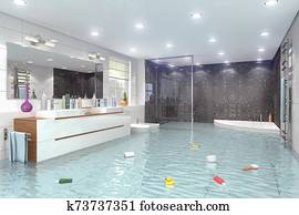 3d render - flooding modern bathroom bathroom 3d render - flooding modern bathroom bathroom