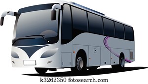 cidade, bus., Coach., vetorial, ilustração