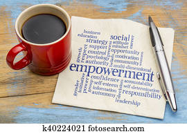 empowerment, szó, felhő, képben látható, szalvéta