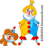 Funny Clown Girl and Clown Dog Funny Clown Girl and Clown Dog