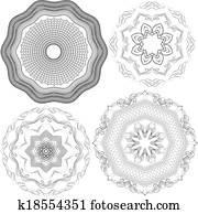 セット, の, 型, 背景, guilloche, 装飾用, 要素, ∥ために∥, 証明書, お金, 卒業証書, バウチァ, 装飾用である, ラウンド, frames.