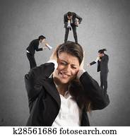 Businesswoman annoyed by screams Businesswoman annoyed by screams