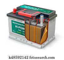 Cross section of car battery with abstract label Cross section of car battery with abstract label