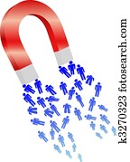 Draw a crowd Magnet attracts symbol people