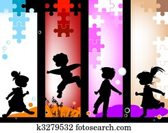 geitjes, silhouettes