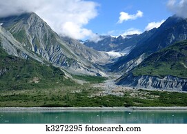 montanhas, e, glacial, vale, baía geleira, alasca