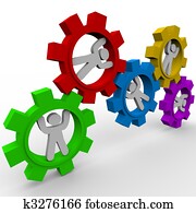 People Turning in Gears - Synergy People Turning in Gears - Synergy