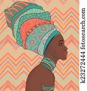 Portrait of beautiful African woman in turban Portrait of beautiful African woman in turban