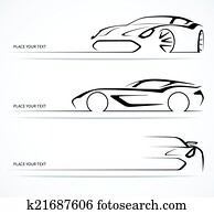 Set of abstract linear car silhouettes. Set of abstract linear car silhouettes.