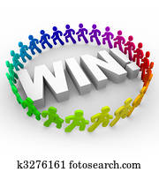 Win - Runners Around Word Win - Runners Around Word