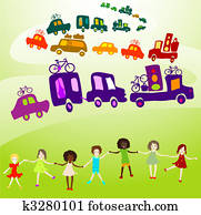 caravan, group of kids playing caravan, group of kids playing