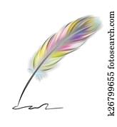 Colorful writing feather Colorful writing feather