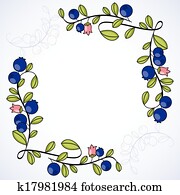 Elegant frame with blueberries.